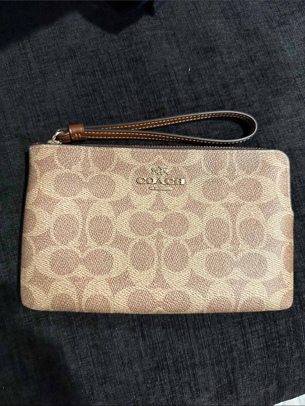 Coach Signature Canvas Wristlet in Light Brown/Tan